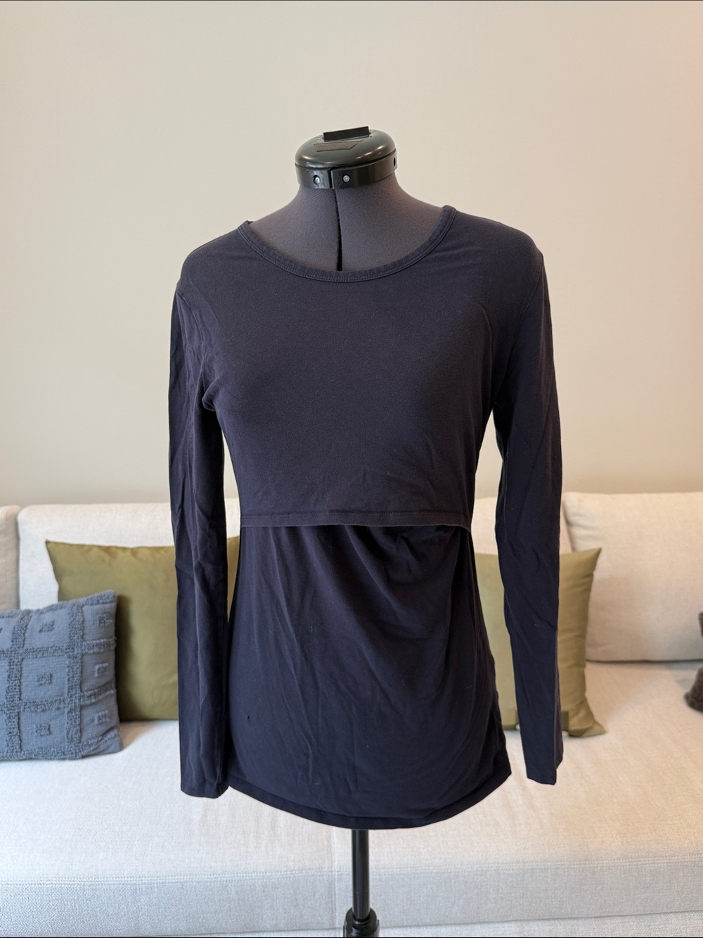 Boob Navy Long-Sleeve Nursing Top with Layered Front